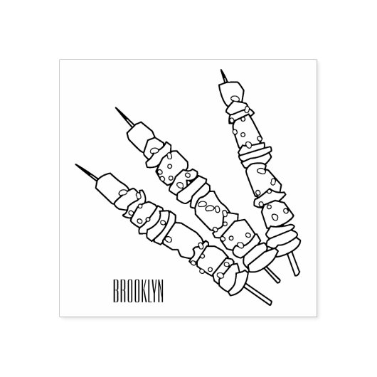 KebabまたはKabob漫画イラストレーション ラバースタンプ (インプリント)