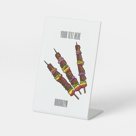 KebabまたはKabob漫画イラストレーション 台座サイン (正面)