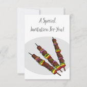 KebabまたはKabob漫画イラストレーション 招待状 (裏面)