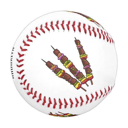 KebabまたはKabob漫画イラストレーション 野球ボール (正面左)