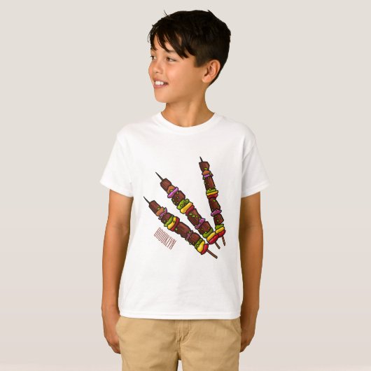 KebabまたはKabob漫画イラストレーション Tシャツ (正面フル)