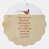 Keeepsake Memorial Photo Invite Pheasant Bird Art オーナメントカード (裏面)