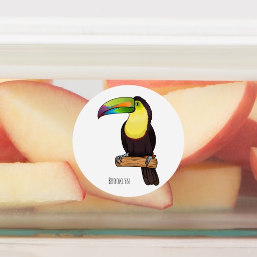 Keel-billed toucan bird cartoon illustration  ラベル (貼付)