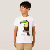 Keel-billed toucan bird cartoon illustration tシャツ (正面フル)