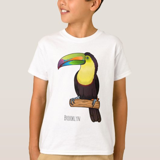 Keel-billed toucan bird cartoon illustration tシャツ (正面)