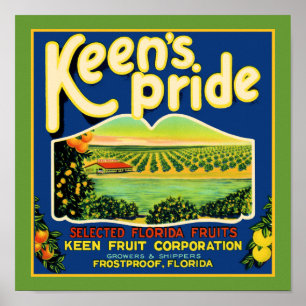 Keen's Pride Frostproof Florida Label ポスター
