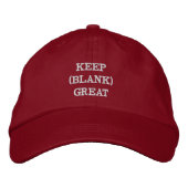 Keep Blank Great Custom Red Hat 刺繍入りキャップ (正面)
