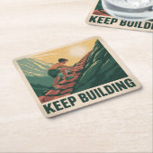 Keep Building スクエアペーパーコースター (アングル)