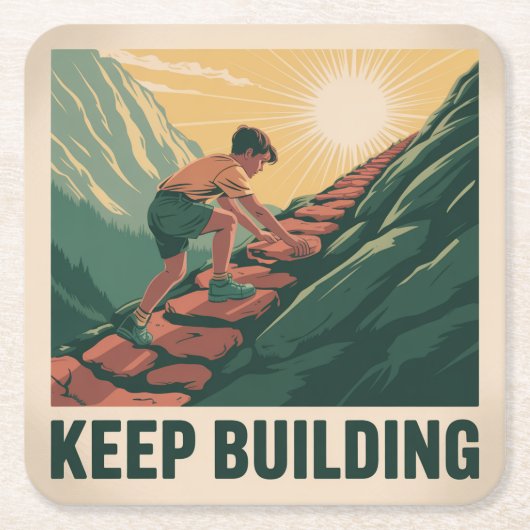 Keep Building スクエアペーパーコースター (正面)