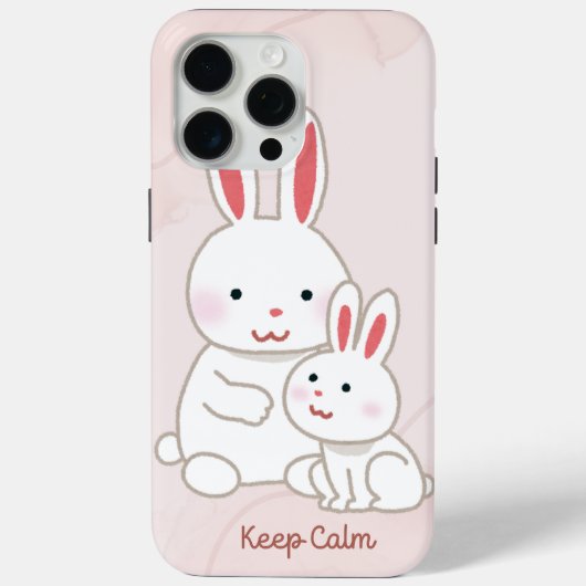 'Keep Calm' うさぎ iPhone 15 Pro Max カバー (裏面)
