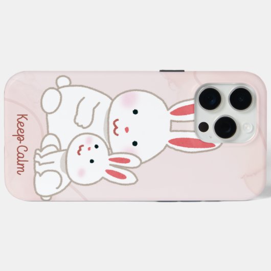 'Keep Calm' うさぎ iPhone 15 Pro Max カバー (裏面 (横))