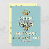 Keep Calm カクテルパーティー オーダーメイド 招待状 (青) (正面/裏面)