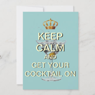 Keep Calm カクテルパーティー オーダーメイド 招待状 (青)