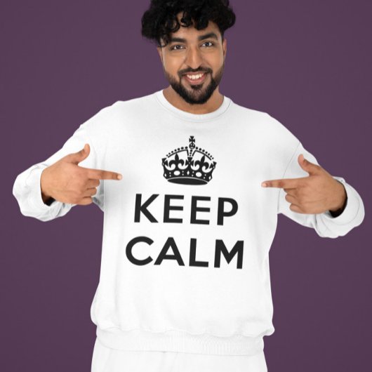 Keep Calm サイン - Keep Calm アイコニック ブラック&ホワイト スウェットシャツ