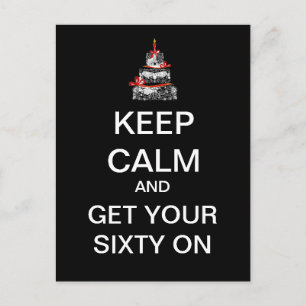 KEEP CALM モッズ 60歳の誕生日ポストカード(ブラック) ポストカード