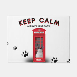 'Keep Calm' 赤い電話ボックス カスタマイズ可能 ドアマット