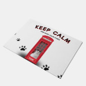 'Keep Calm' 赤い電話ボックス カスタマイズ可能 ドアマット (アングル)