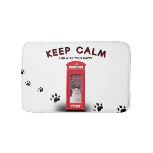 'Keep Calm' 赤い電話ボックス カスタマイズ可能 バスマット (正面)