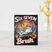 Keep Calm 67 Bruh Cat Vacation Cruise Trip Joke Ge カード (黄色い花)