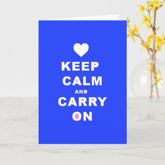 KEEP CALM AN CARRY ON ブルー カード (黄色い花)