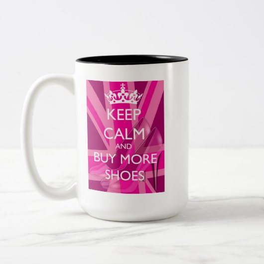 Keep Calm and Buy More Shoes Mug ツートーンマグカップ (左)