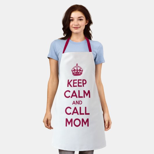 Keep Calm and Call Mom エプロン (着用した状態)
