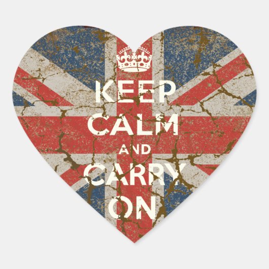 Keep Calm and Carry Onとイギリス国旗 ハートシール (正面)