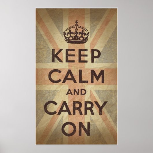 Keep Calm and Carry Onとイギリス国旗 ポスター (正面)