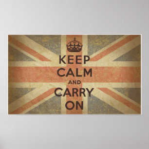 Keep Calm and Carry Onとイギリス国旗 ポスター
