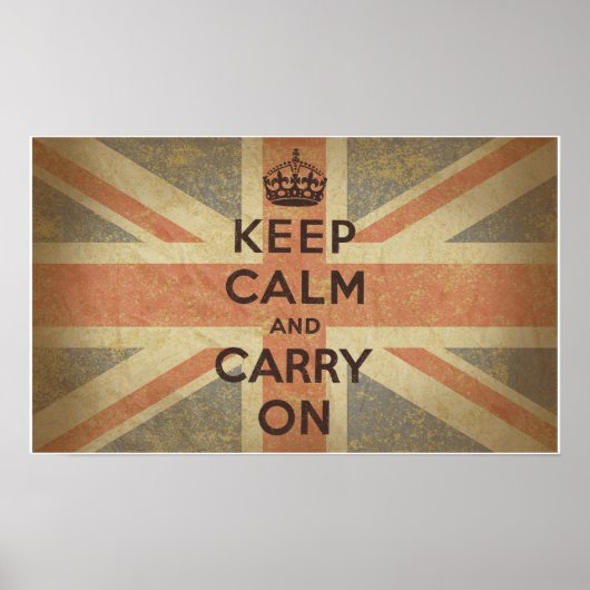 Keep Calm and Carry Onとイギリス国旗 ポスター (正面)