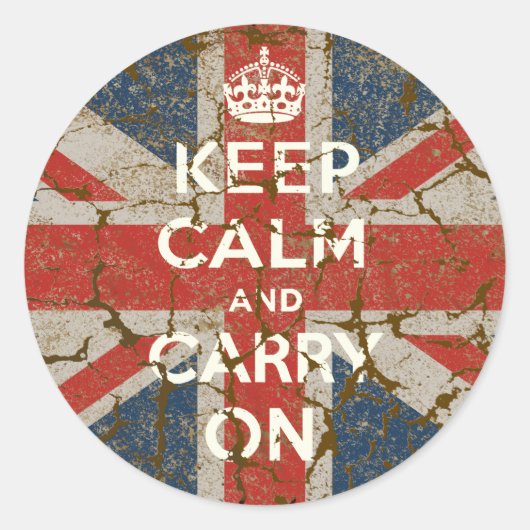 Keep Calm and Carry Onとイギリス国旗 ラウンドシール (正面)