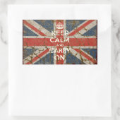 Keep Calm and Carry Onとイギリス国旗 長方形シール (バッグ)