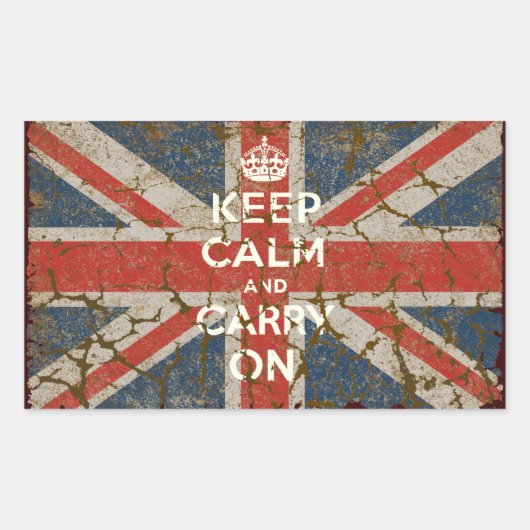Keep Calm and Carry Onとイギリス国旗 長方形シール (正面)