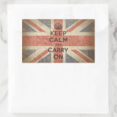 Keep Calm and Carry Onとイギリス国旗 長方形シール (バッグ)