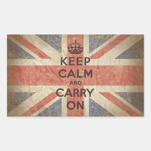 Keep Calm and Carry Onとイギリス国旗 長方形シール (正面)