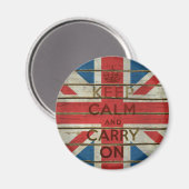 Keep Calm and Carry Onと英国のフラッグマグネット マグネット (正面/裏面)
