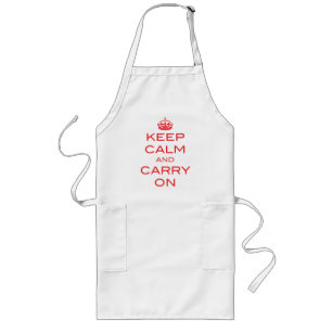 Keep Calm and Carry Onのエプロン-赤 ロングエプロン