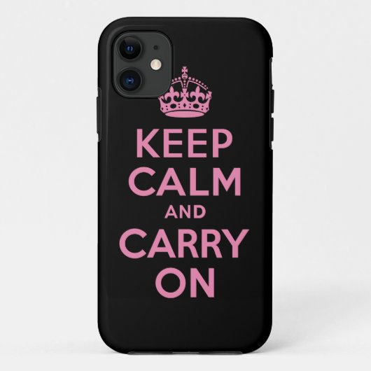 Keep Calm and Carry Onのピンクおよび黒 Case-Mate iPhoneケース (裏面)