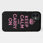 Keep Calm and Carry Onのピンクおよび黒 Case-Mate iPhoneケース (裏面(横))
