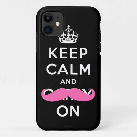 Keep Calm and Carry Onのピンクの口ひげのiPhoneの場合 Case-Mate iPhoneケース (裏面)