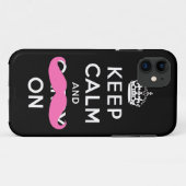Keep Calm and Carry Onのピンクの口ひげのiPhoneの場合 Case-Mate iPhoneケース (裏面(横))