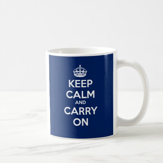 Keep Calm and Carry Onのマグ- Dkの青 コーヒーマグカップ (右)