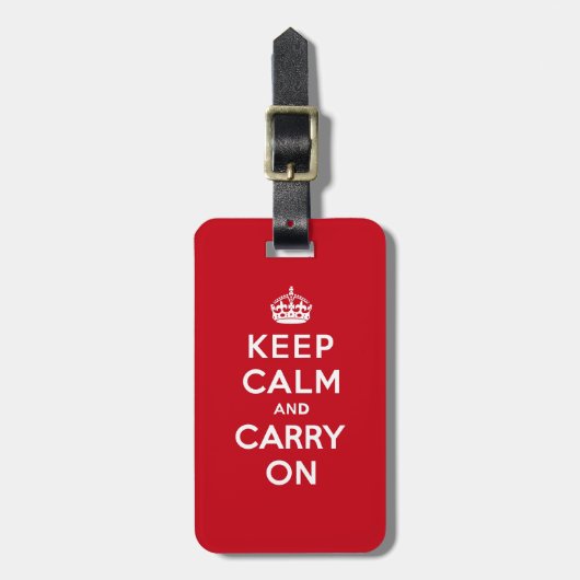 Keep Calm and Carry Onのロンドンの赤 ラゲッジタグ (正面縦)