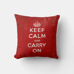 Keep Calm and Carry Onのヴィンテージの赤 クッション