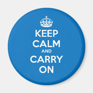 Keep Calm and Carry Onの円の磁石-青 マグネット