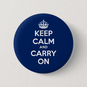 Keep Calm and Carry Onの円ボタン- Dkの青 缶バッジ