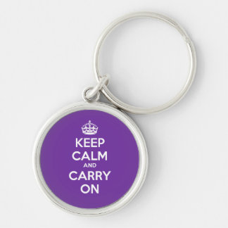 Keep Calm and Carry Onの円Keychain -紫色 キーホルダー
