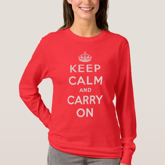 Keep Calm and Carry Onの女性長袖 Tシャツ (正面)