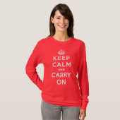 Keep Calm and Carry Onの女性長袖 Tシャツ (正面フル)
