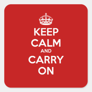 Keep Calm and Carry Onの正方形のステッカー-赤 スクエアシール